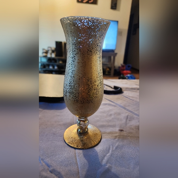 Other - Floral crystal vase gold toned